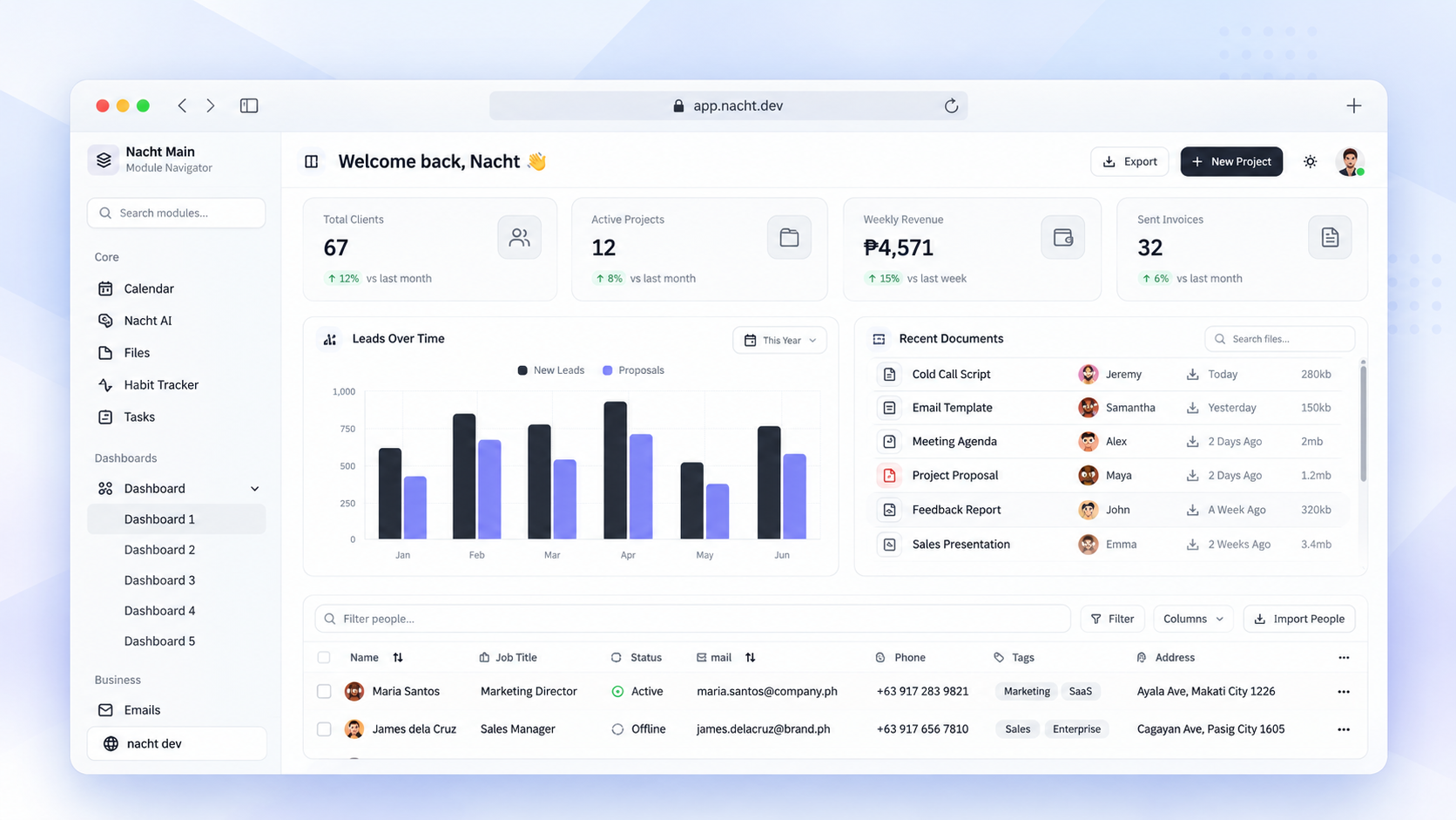 Dashboard 1 template preview